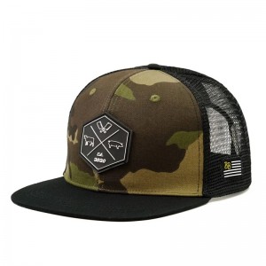 ขายส่ง hip hop hop camo snapback mesh loga patch logo custom 6 panel panel flat brim trucker cap and hat